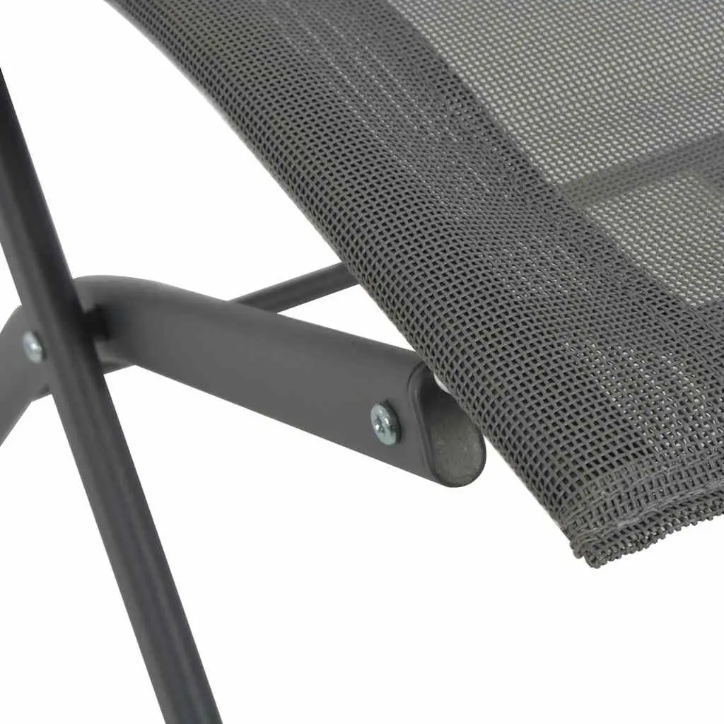 Folding Outdoor Chairs Grey Steel Frame Textilene 4 Piece Garden Seating