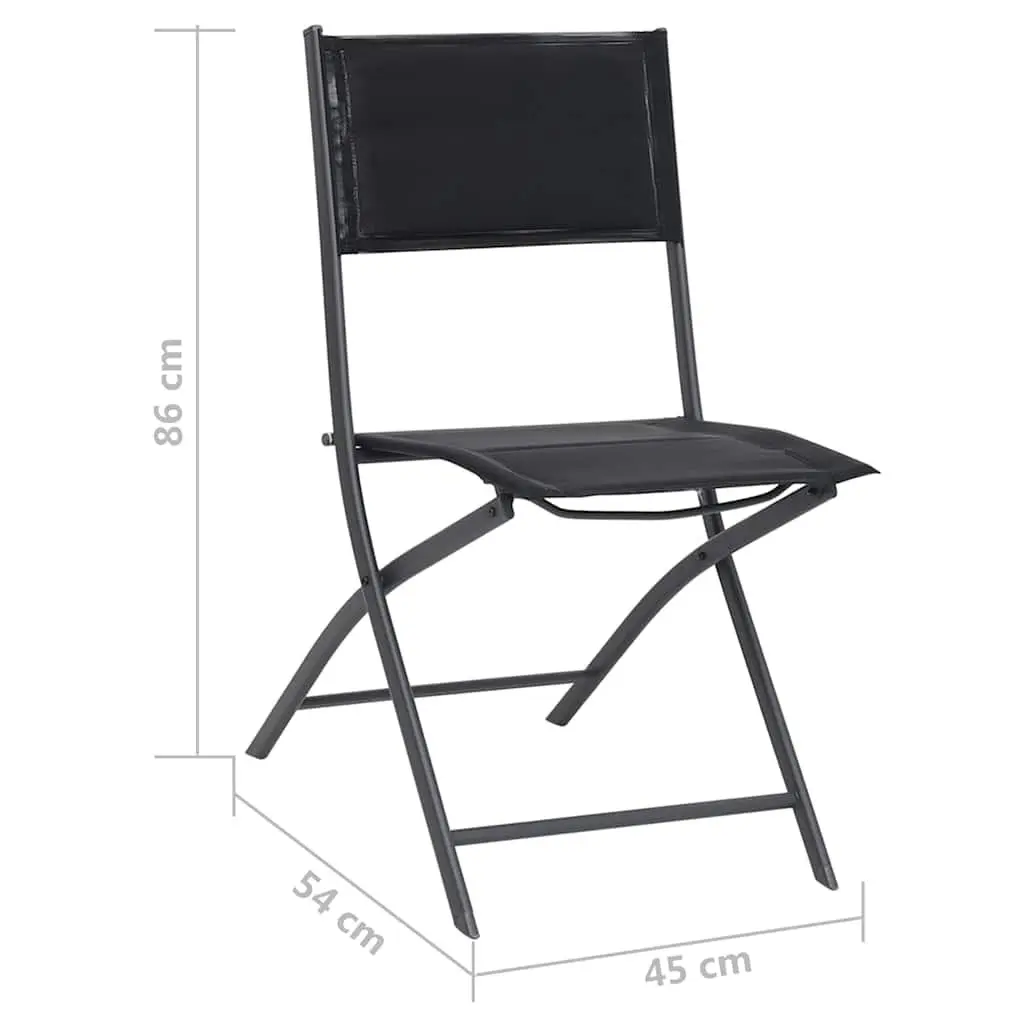 Folding Chairs Outdoor 2pcs Textilene Fabric Steel Frame Black