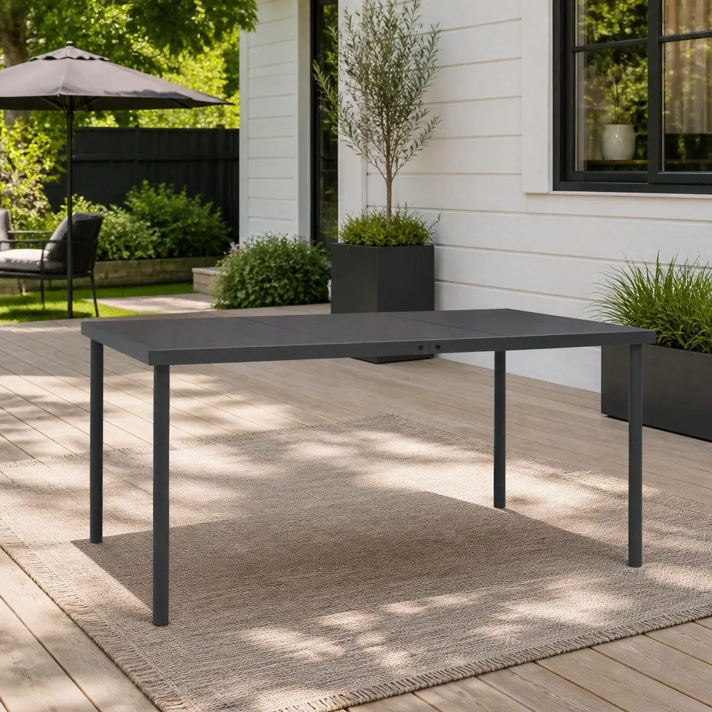 Outdoor Dining Table Glass Top Anthracite 150x90x74 cm Steel