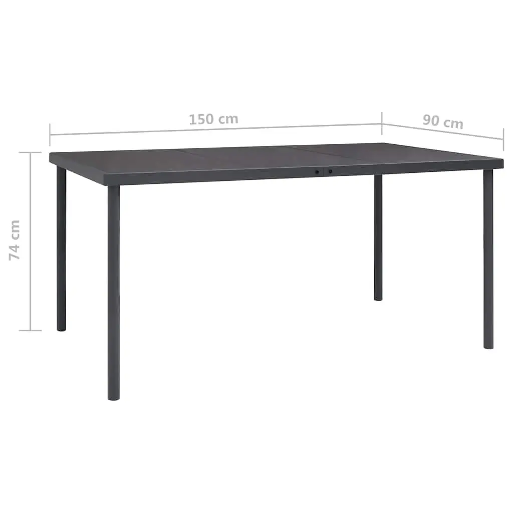 Outdoor Dining Table Glass Top Anthracite 150x90x74 cm Steel