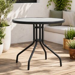 Round Bistro Garden Table Anthracite Outdoor Patio Dining Furniture Steel Frame