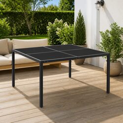 Garden Outdoor Table 130x130cm Anthracite Patio Dining Furniture Steel Frame