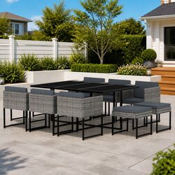 Your Perfect Outdoor Dining Set: 11 Pieces with Cushions for 10