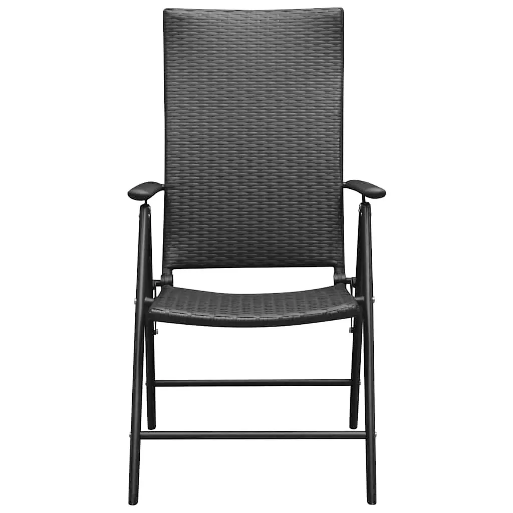 Outdoor Garden Chairs 4 Piece Set Reclining Folding Patio Seating Black