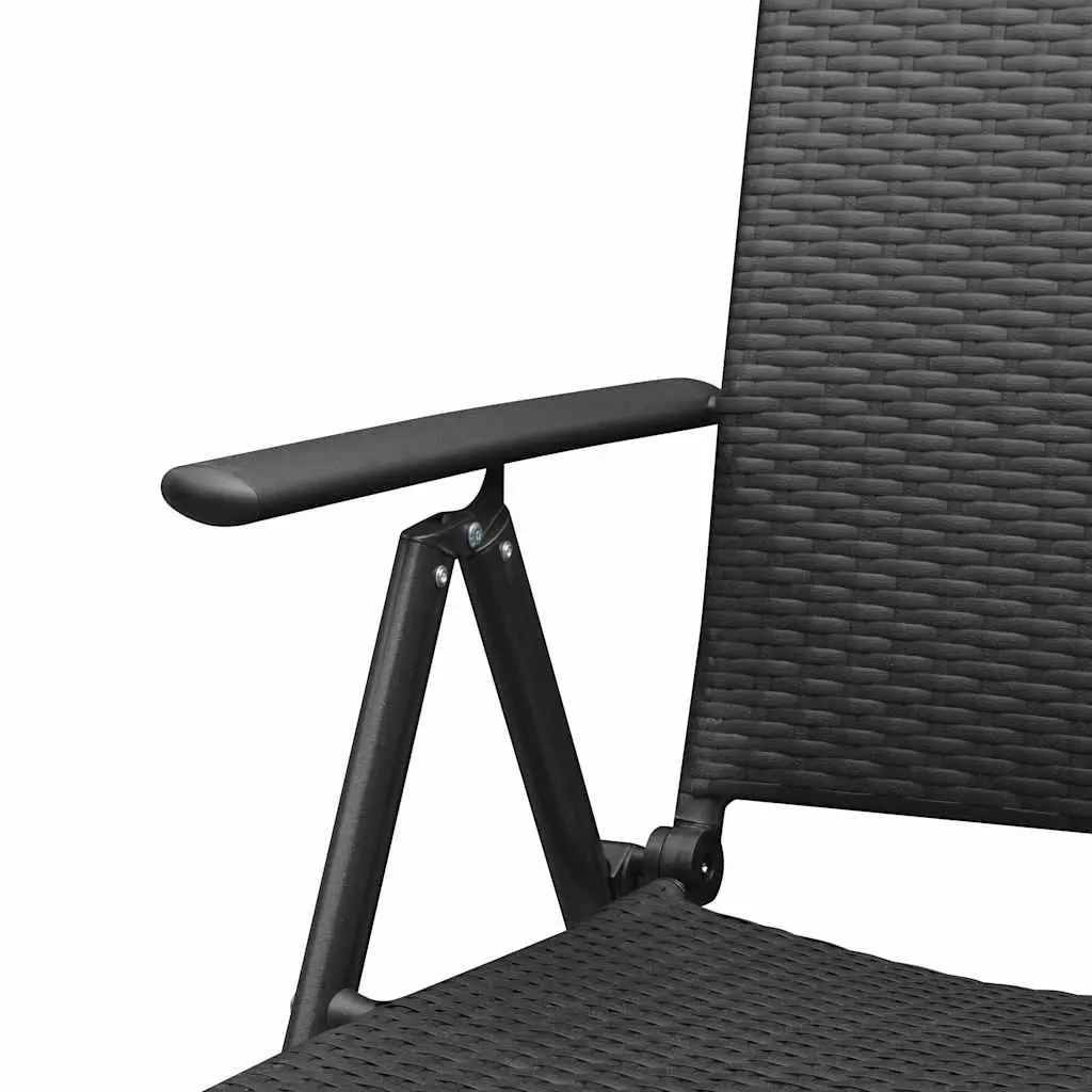 Outdoor Garden Chairs 4 Piece Set Reclining Folding Patio Seating Black