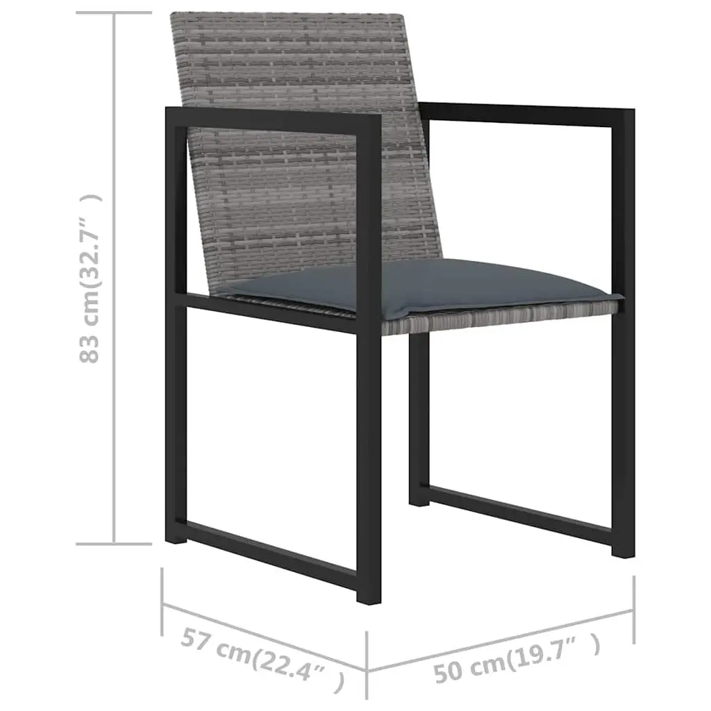 Outdoor Dining Set Grey Rattan 5 Piece Patio Garden Furniture