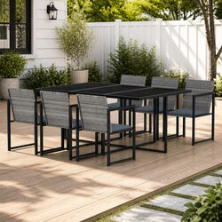 Your 7-Piece Grey Outdoor Dining Set Awaits!