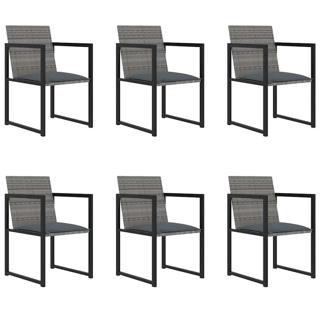 Outdoor Dining Set 7 Piece Grey Patio Furniture Table Chairs with Cushions