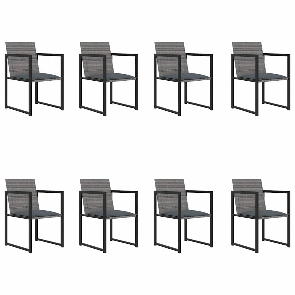 Outdoor Dining Set Grey Rattan 9 Piece Patio Garden Furniture with Cushions