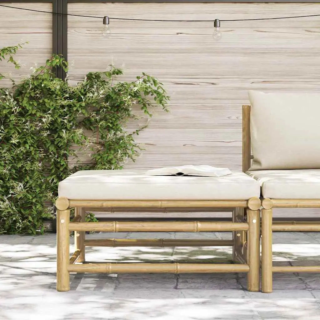 Garden Footrest Ottoman Bamboo Cushioned Modular Outdoor Patio Lounge Seat