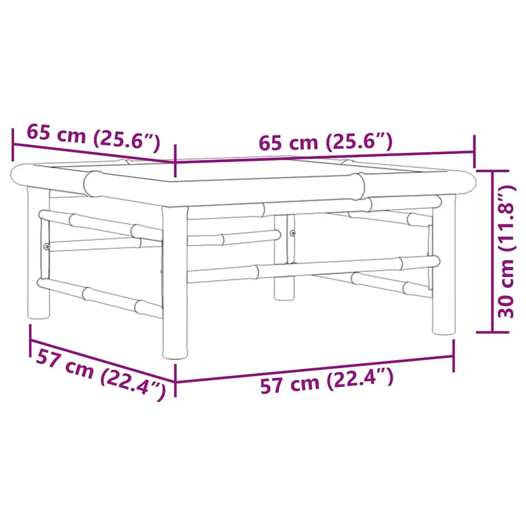 Bamboo Outdoor Garden Table 65x65x30cm in Brown