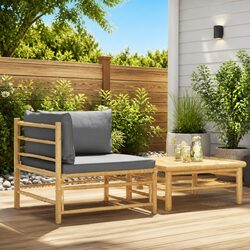 2 Piece Outdoor Sectional Lounge Set with Cushions Modular Garden Seating