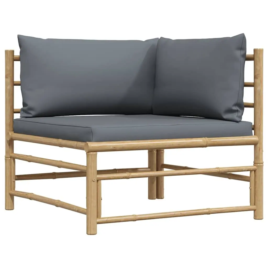 Modular 2 Piece Outdoor Lounge Set Bamboo Frame with Cushions Grey