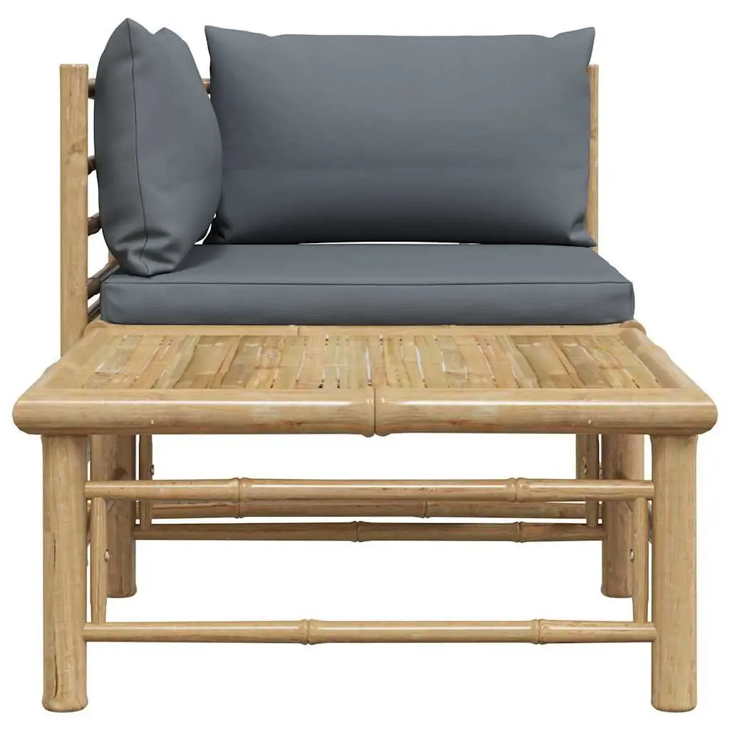 Modular 2 Piece Outdoor Lounge Set Bamboo Frame with Cushions Grey