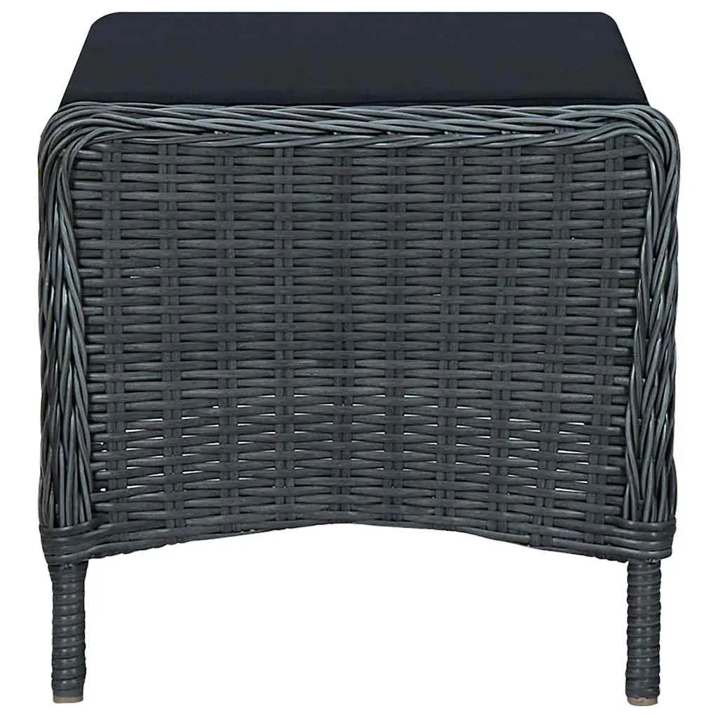Reclining Garden Chair with Footstool PE Rattan Outdoor Lounger Grey