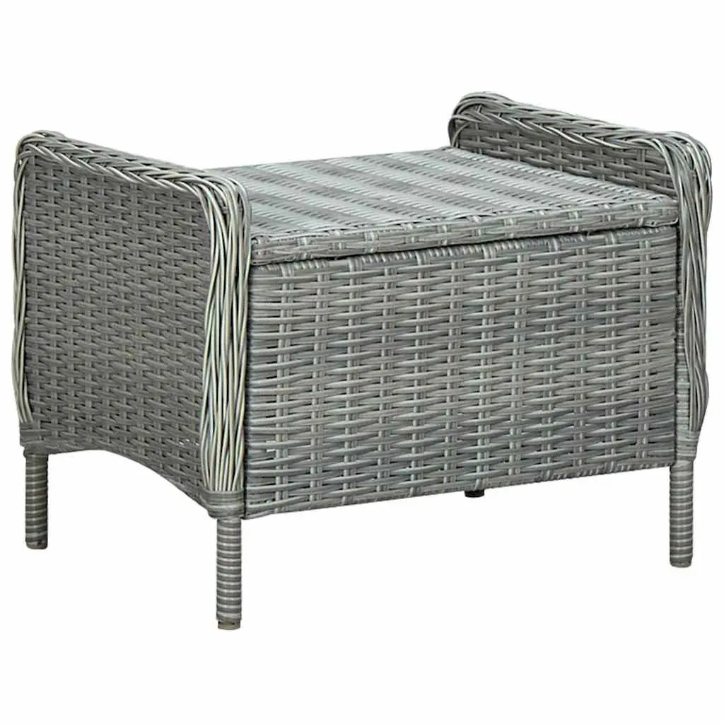Outdoor Recliner Chair with Footstool Adjustable Backrest Grey Poly Rattan Garden Furniture