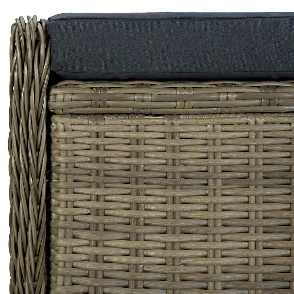 Reclining Garden Chair with Footstool PE Rattan Outdoor Lounger Brown