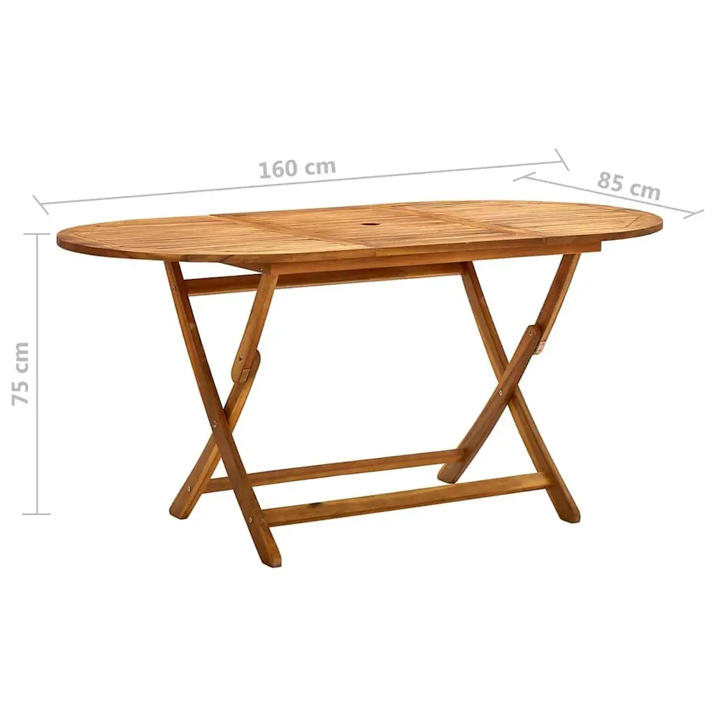 Folding Garden Dining Table Brown Solid Acacia Wood 160x85x75cm