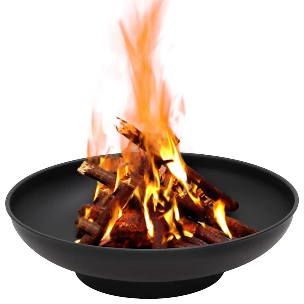 Fire Pit 57cm Outdoor Garden Patio Heating Bowl Steel Black Backyard Fireplace