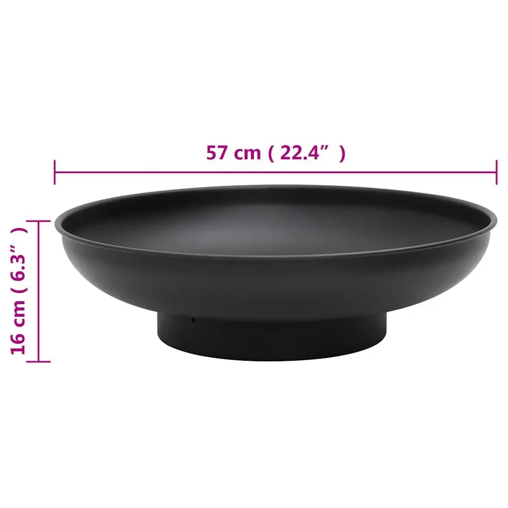 Fire Pit 57cm Outdoor Garden Patio Heating Bowl Steel Black Backyard Fireplace