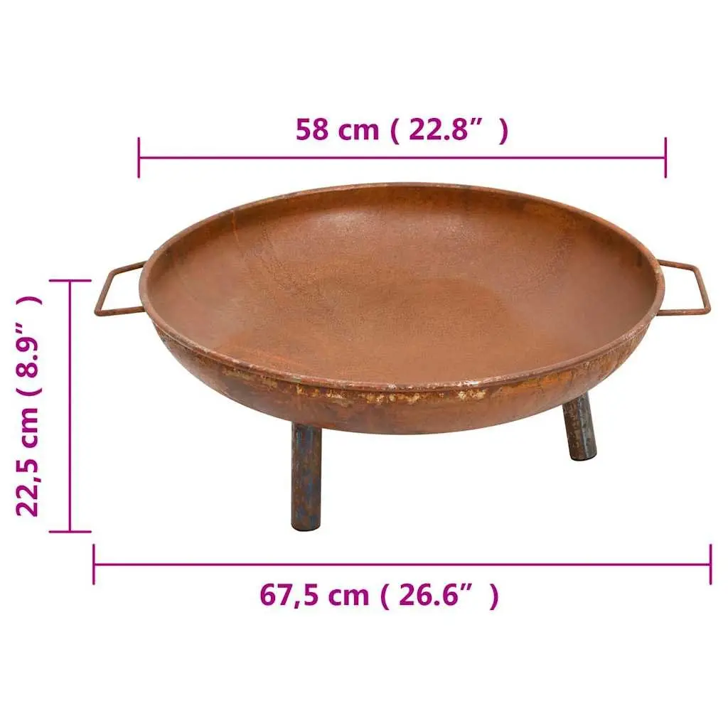 Fire Pit 67.5x58x22.5 cm Steel Garden Patio Outdoor Heating Decorative Bowl
