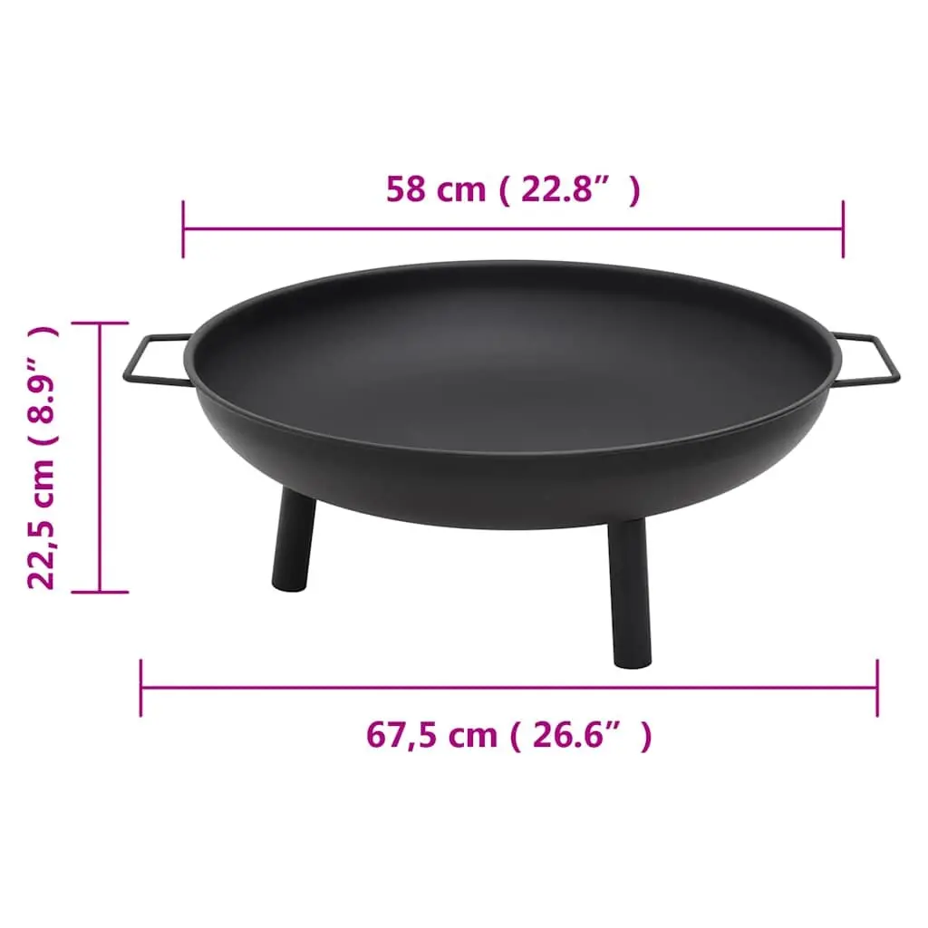 Fire Pit 67.5x58x22.5 cm Garden Patio Outdoor Steel Black Bowl Heating