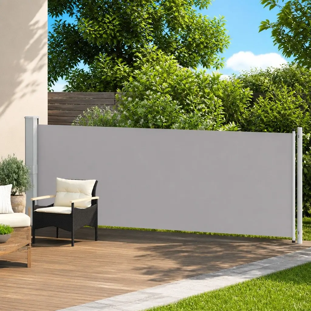 Retractable Side Awning Grey 140x600cm Outdoor Sunshade Privacy Screen