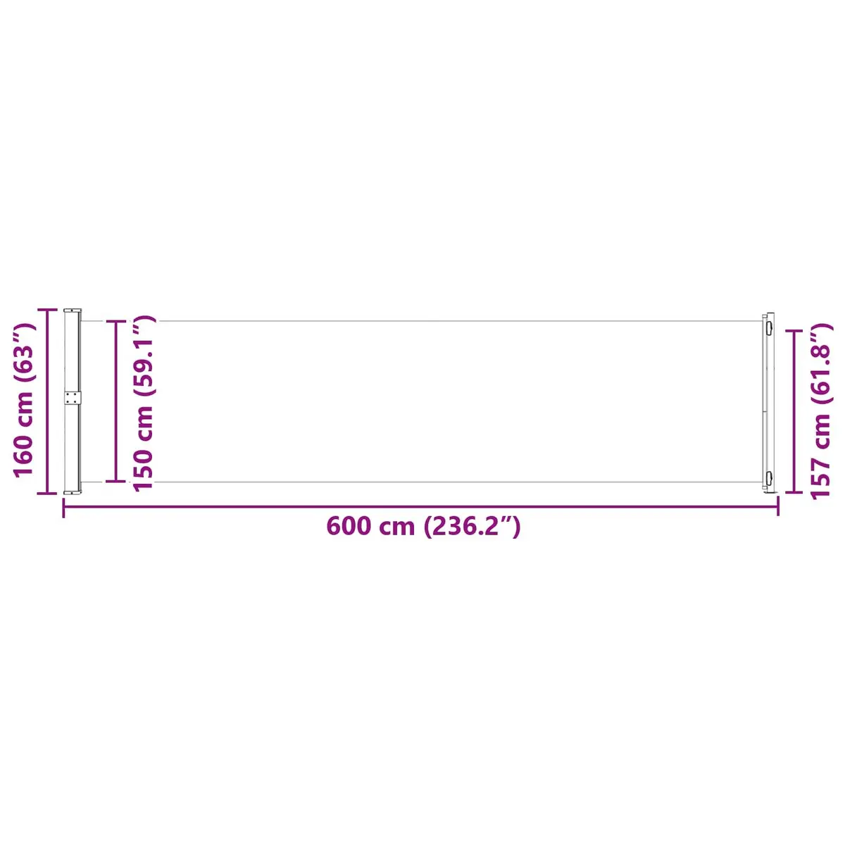 Retractable Side Awning UV Resistant 600x160 cm Outdoor Privacy Screen Garden Shade