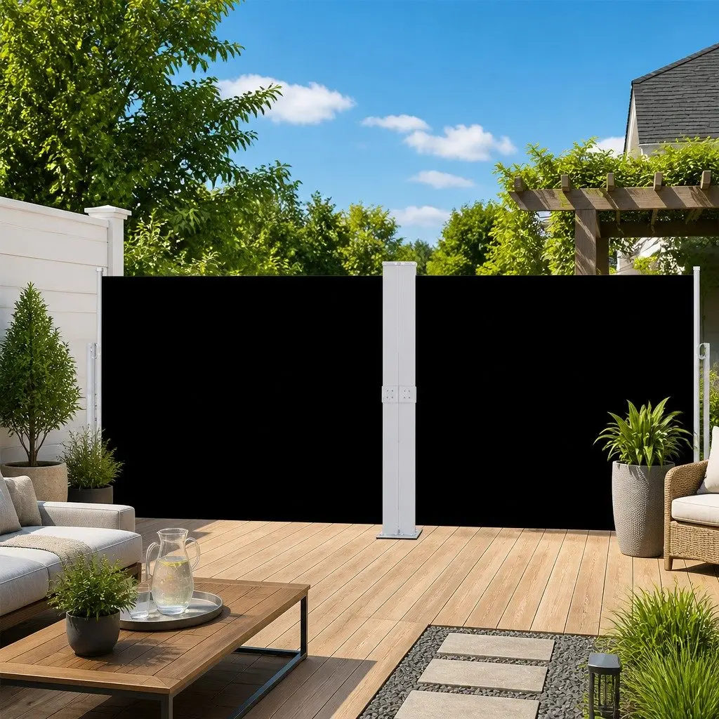 Retractable Side Awning UV Resistant Water Resistant 140x1200 cm Black