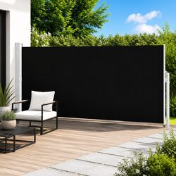 Patio Retractable Side Awning 180x500cm Black Outdoor Privacy Screen Shade