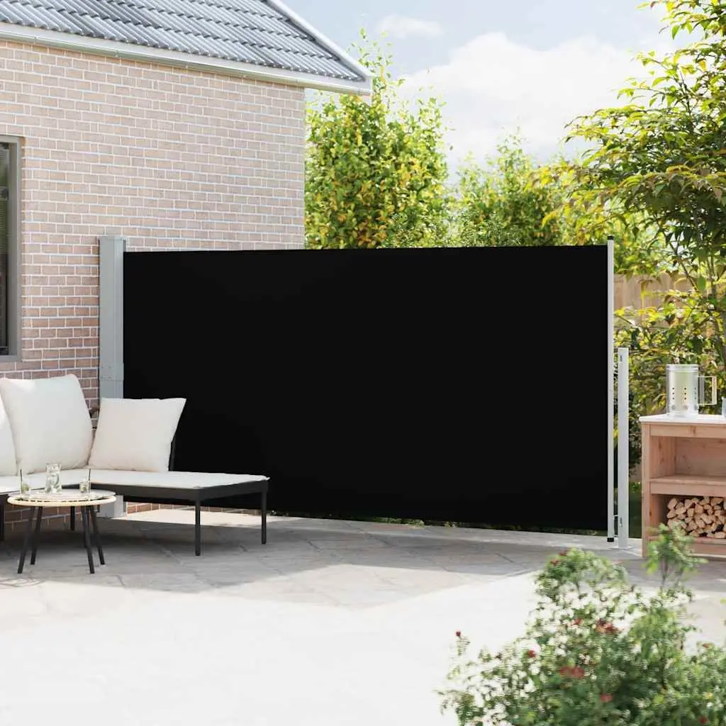 Retractable Side Awning Black 180x500cm Outdoor Privacy Screen Shade