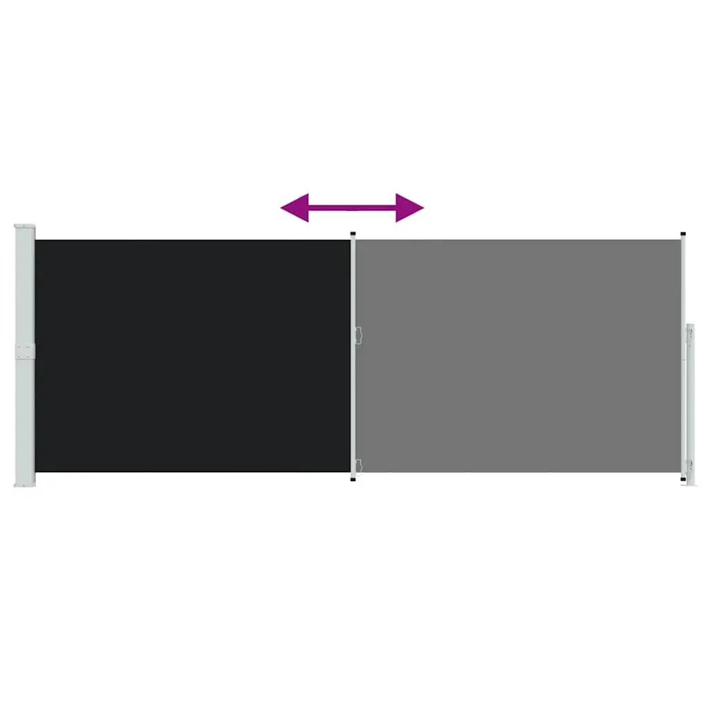 Retractable Side Awning Black 180x500cm Outdoor Privacy Screen Shade