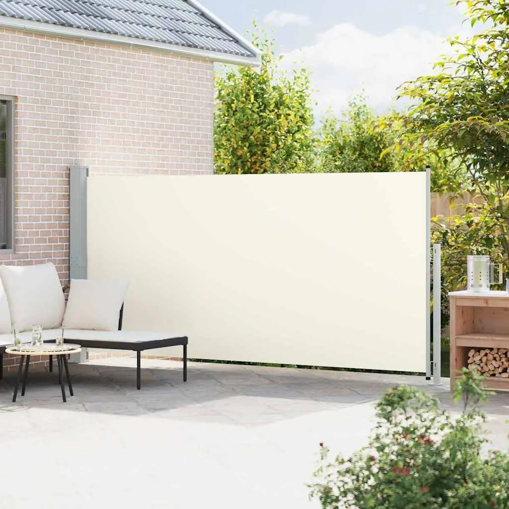 Retractable Side Awning UV Resistant 180x500cm Cream Outdoor Sunshade Privacy Screen