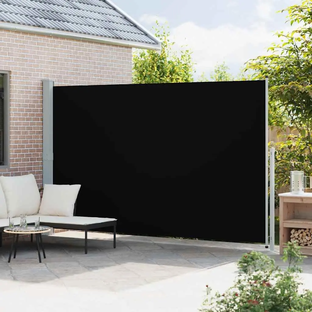 Retractable Side Awning Black 220x500cm Outdoor Privacy Screen Sunshade