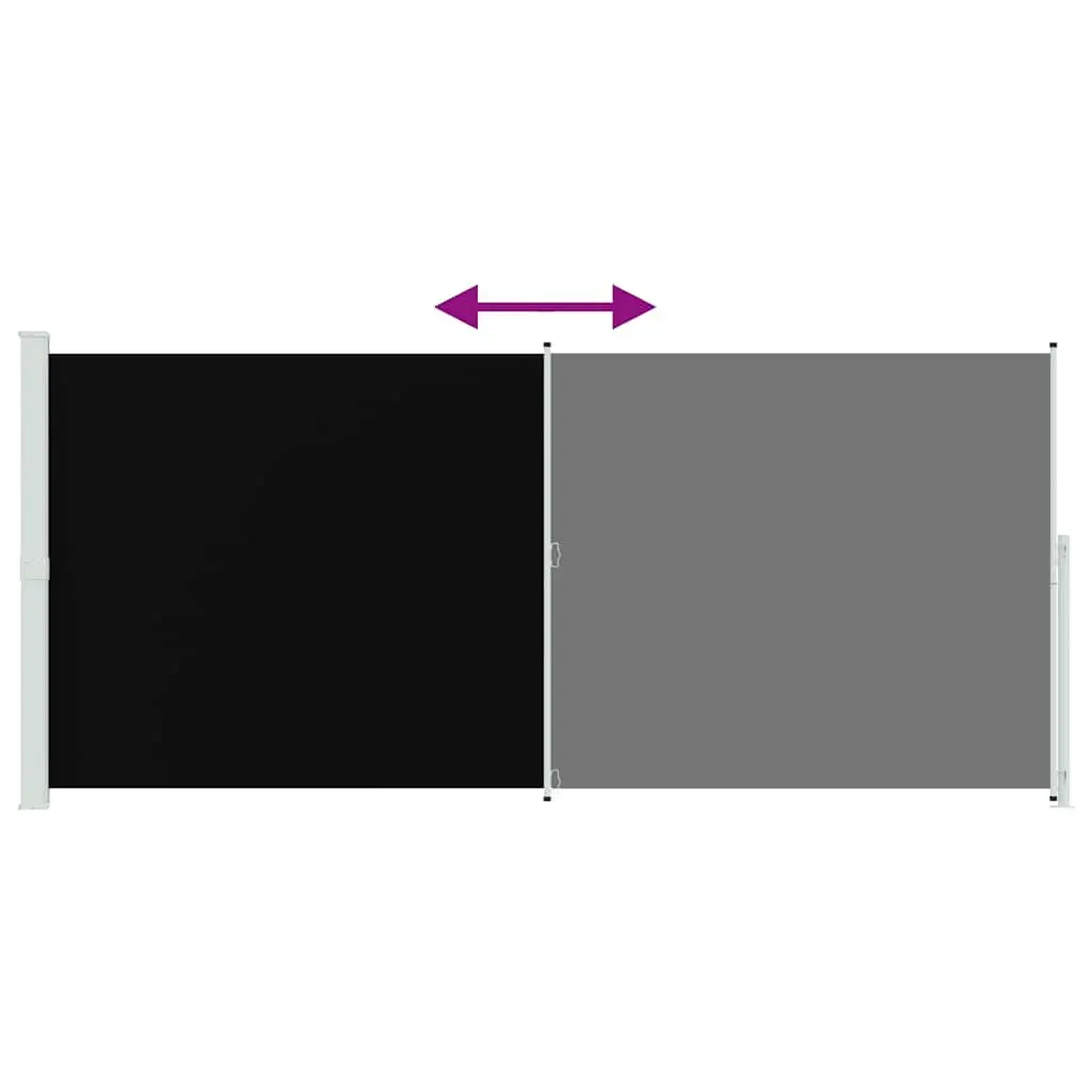 Retractable Side Awning Black 220x500cm Outdoor Privacy Screen Sunshade