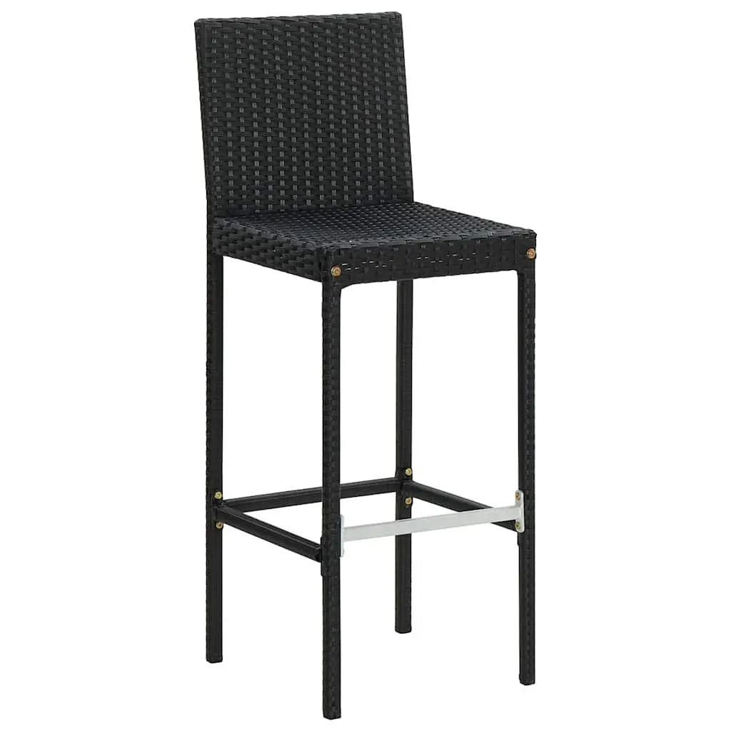 Outdoor Bar Stools UV Resistant Poly Rattan Black with Cushions 2 pcs