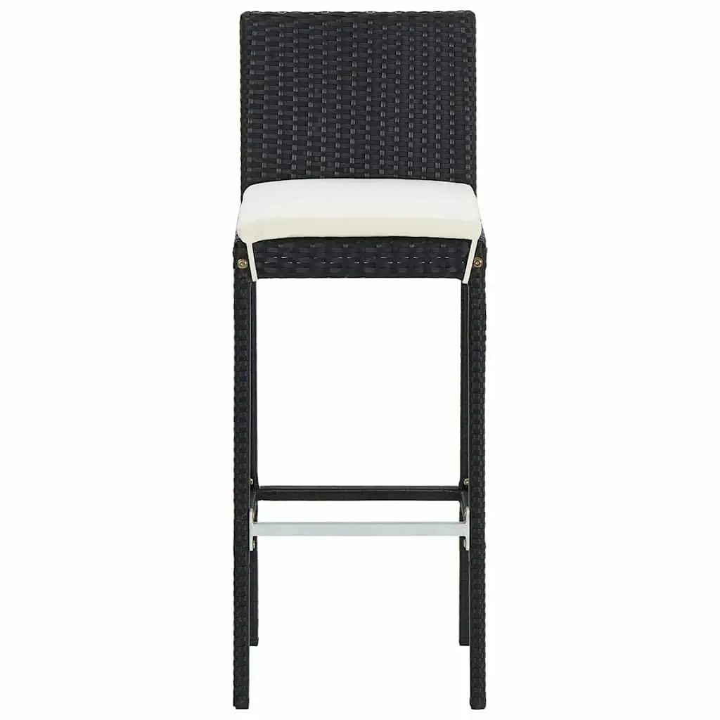 Outdoor Bar Stools UV Resistant Poly Rattan Black with Cushions 2 pcs