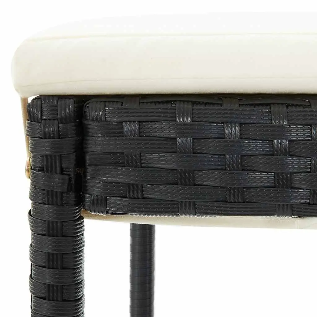 Outdoor Bar Stools UV Resistant Poly Rattan Black with Cushions 2 pcs