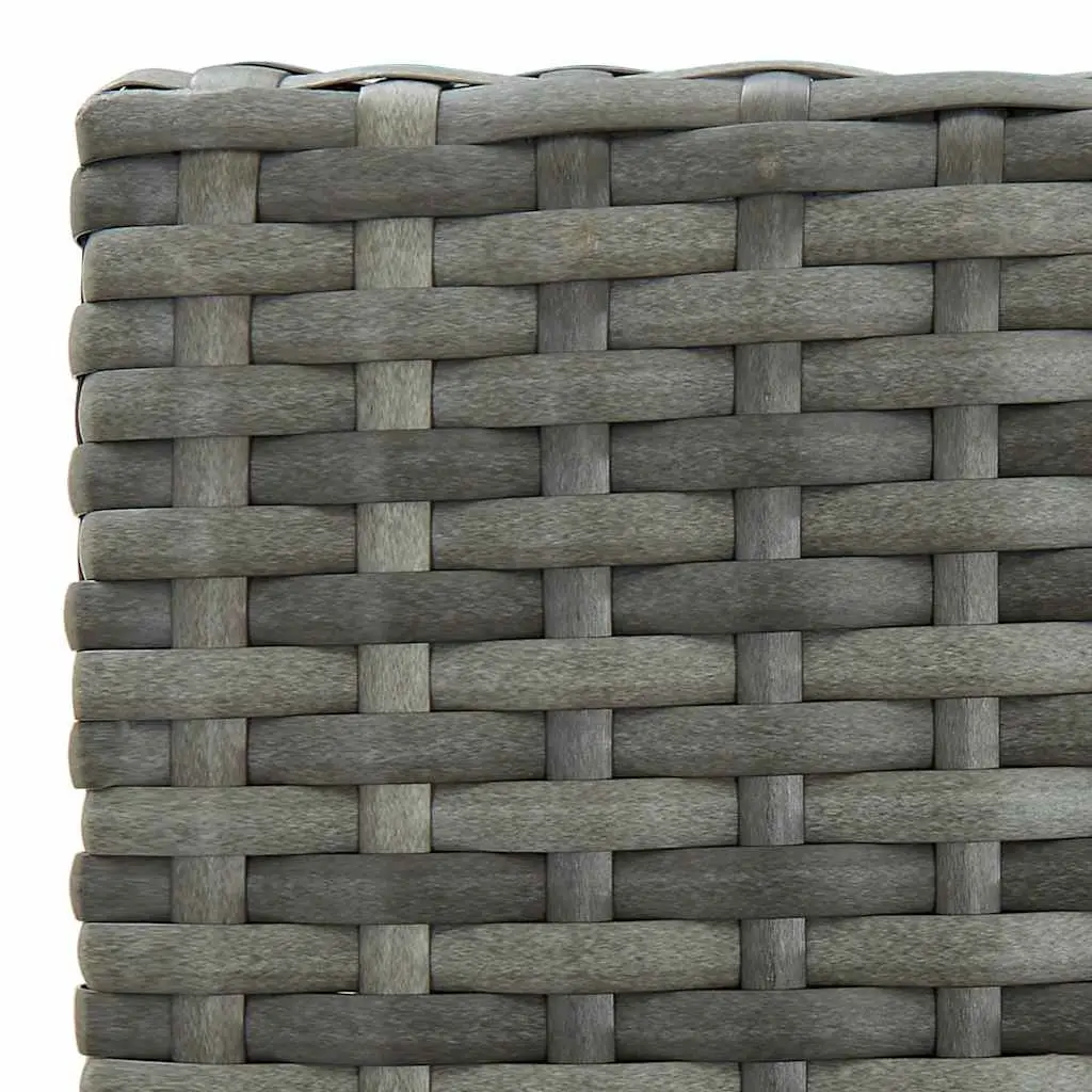 Outdoor Bar Stools Set 2 pcs Grey Poly Rattan Garden Seating Cushioned Chairs