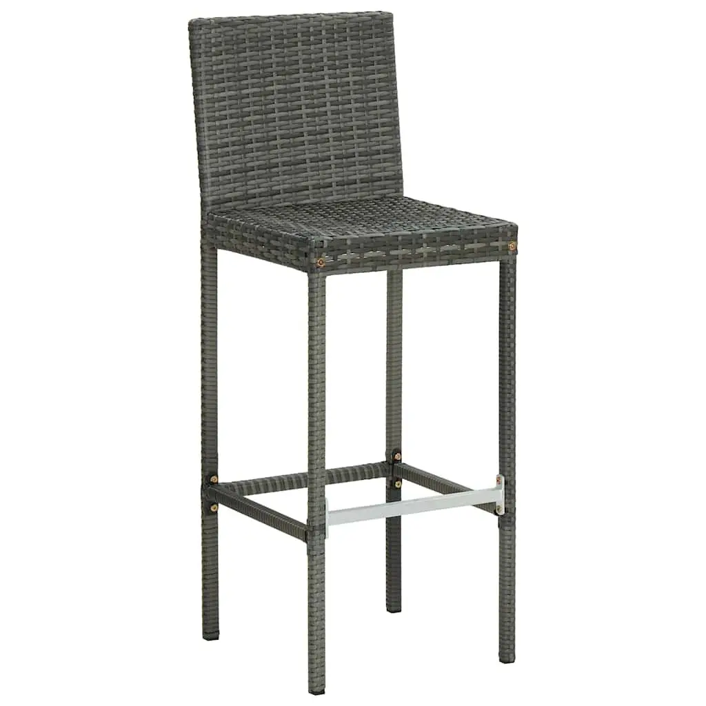 Outdoor Bar Stools Grey Poly Rattan Set of 4 with Cushions