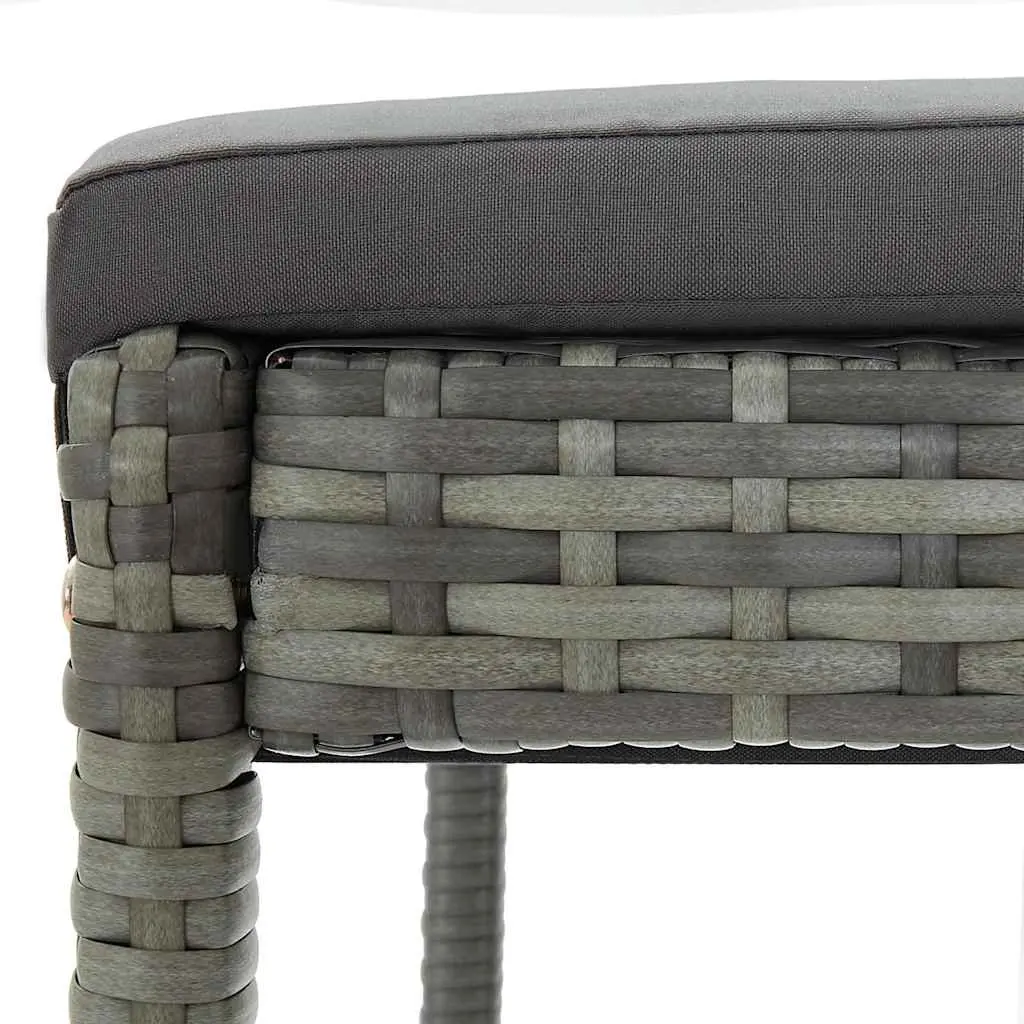 Outdoor Bar Stools Grey Poly Rattan Set of 4 with Cushions
