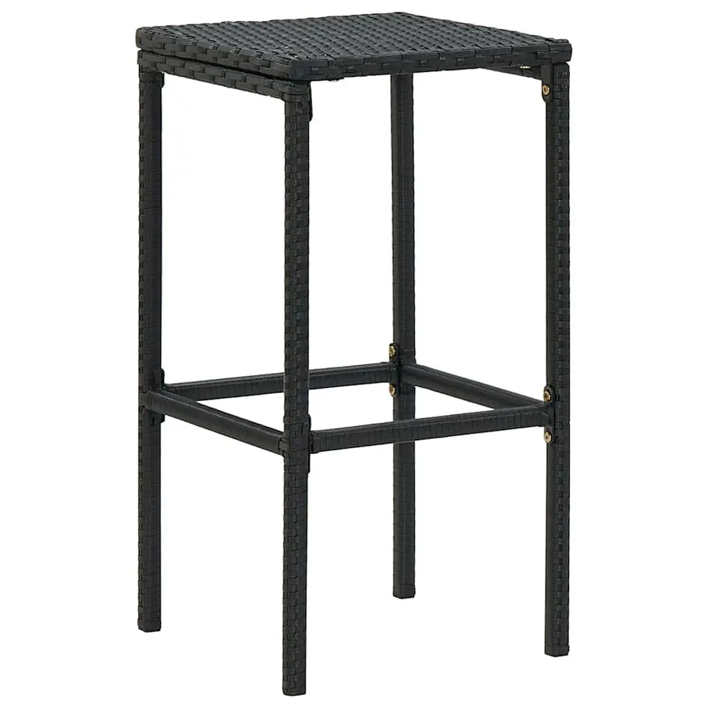 Bar Stools Cushioned Black PE Rattan Set of 6
