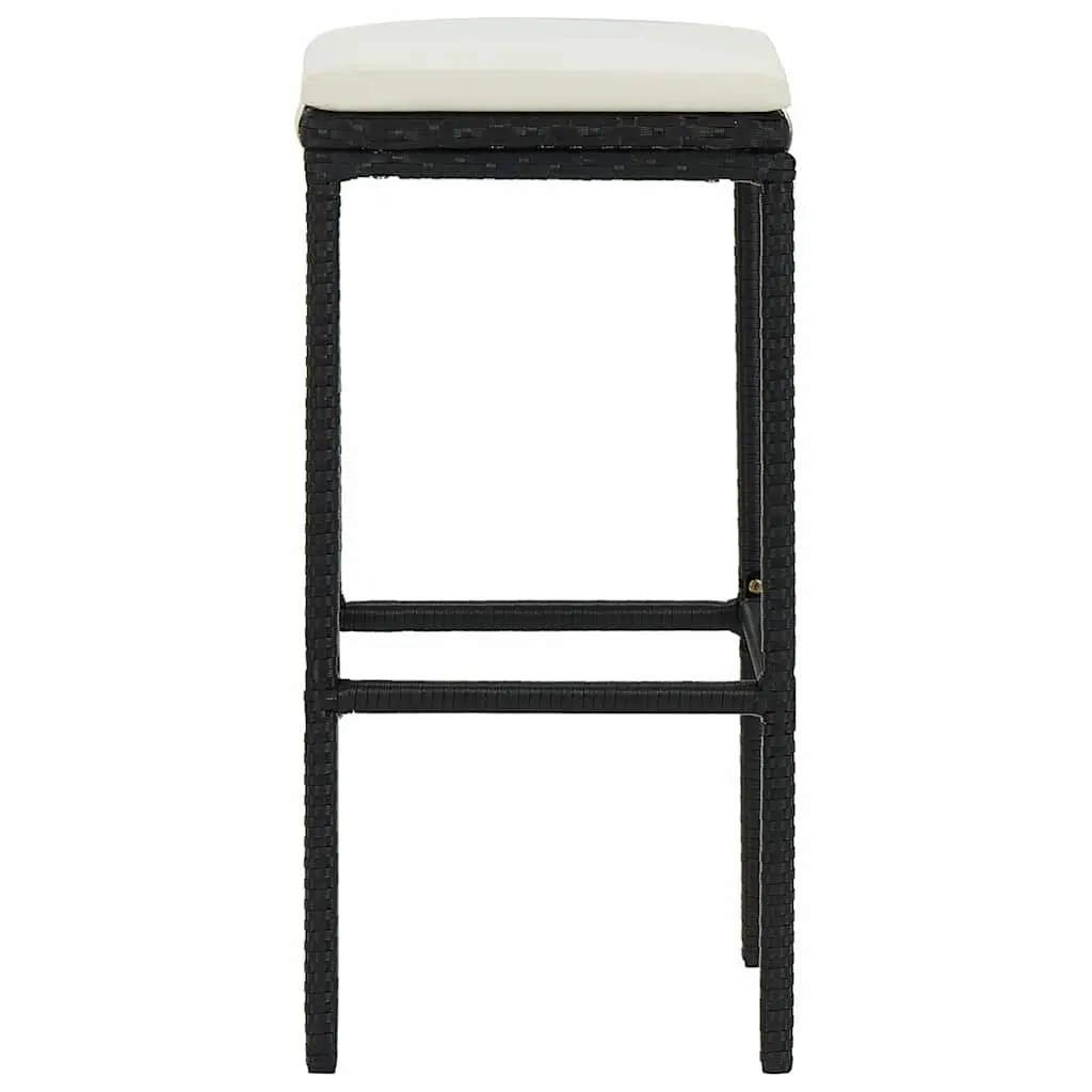 Bar Stools Cushioned Black PE Rattan Set of 6