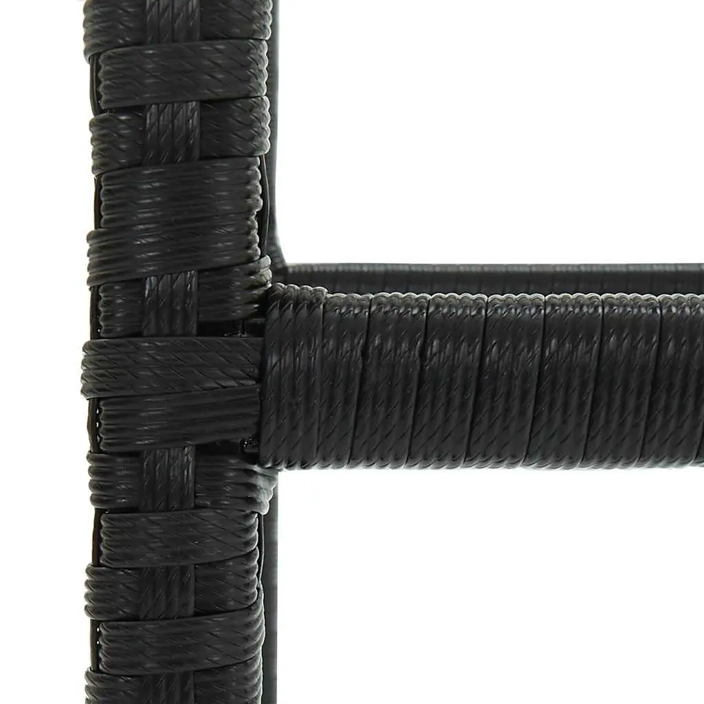 Bar Stools Cushioned Black PE Rattan Set of 6