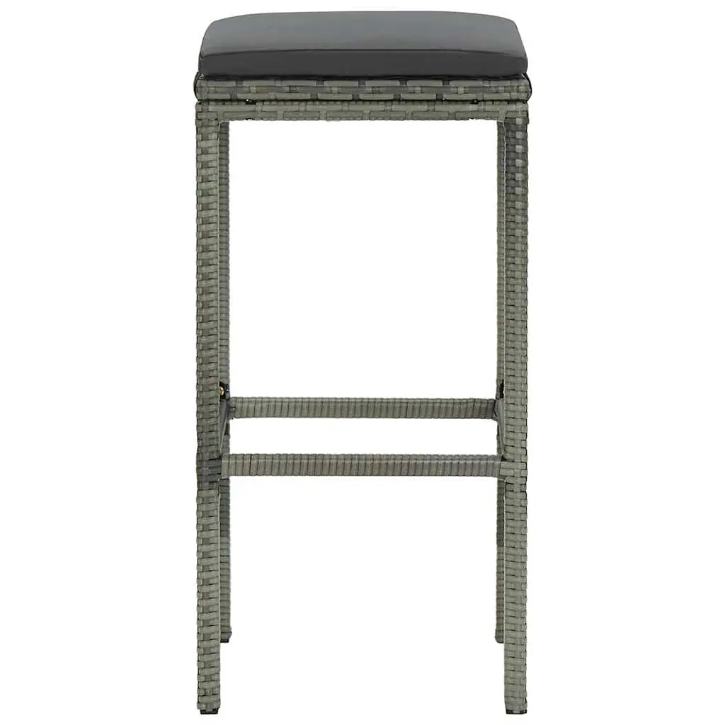 Bar Stools Set Grey PE Rattan Counter Chairs with Cushions 6 Piece