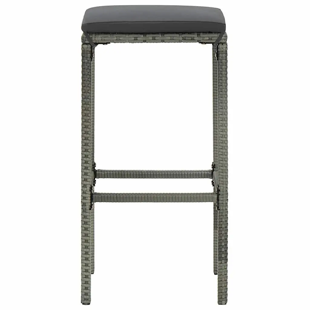 Bar Stools Set Grey PE Rattan Counter Chairs with Cushions 6 Piece