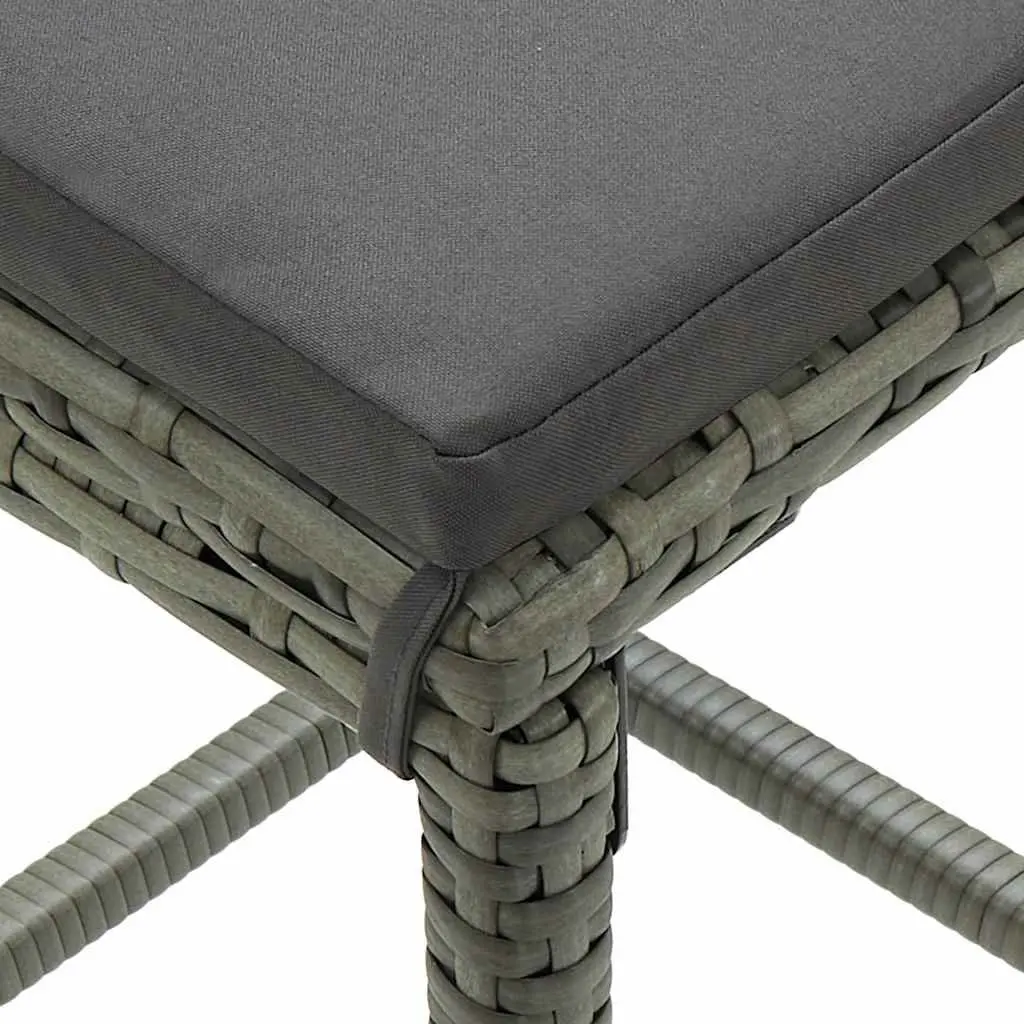 Bar Stools Set Grey PE Rattan Counter Chairs with Cushions 6 Piece
