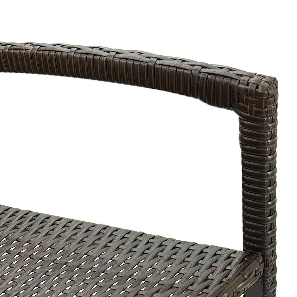 Outdoor Bar Stools 2 Pieces Brown Rattan Garden Seating with Footrest