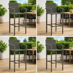 Friendly 4-Piece Set of Grey Outdoor Bar Stools