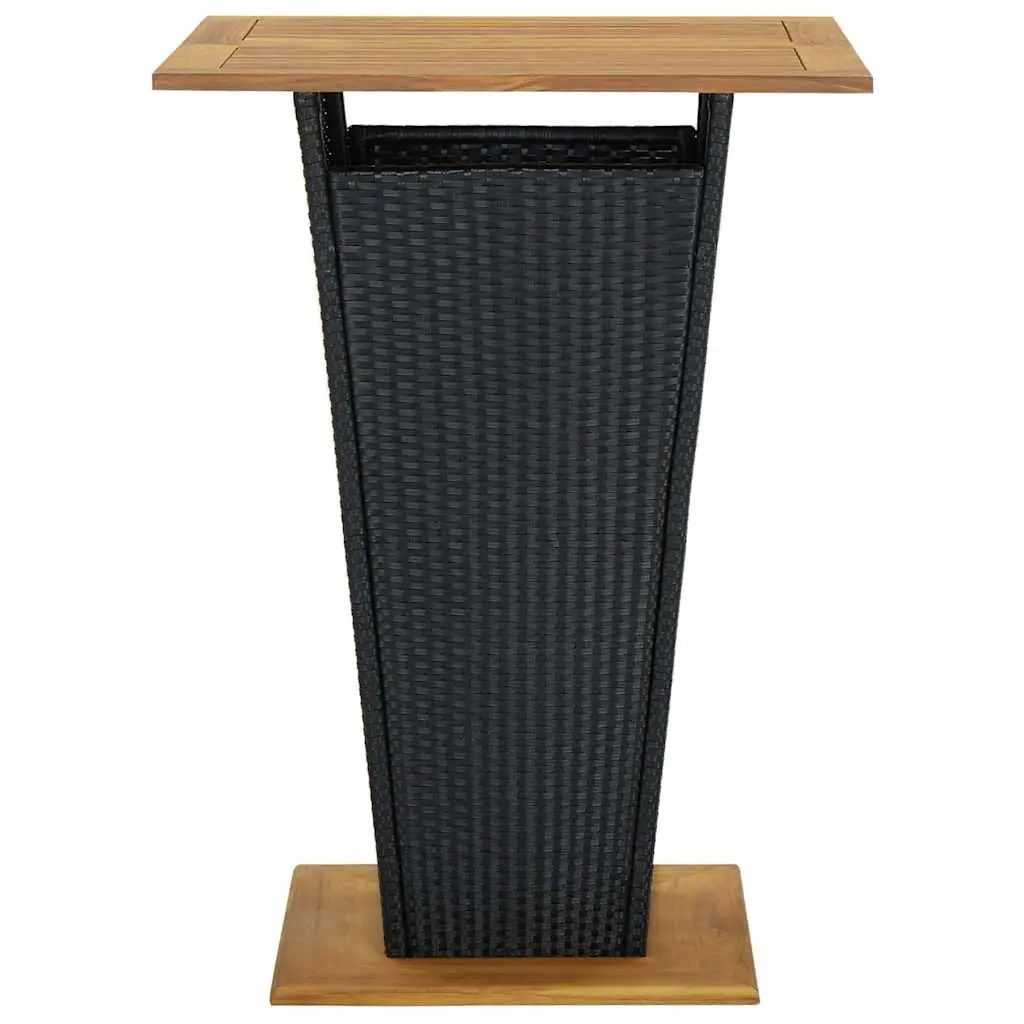 Black Outdoor Bar Table Rattan Weaving Acacia Wood 80 x 80 x 110 cm